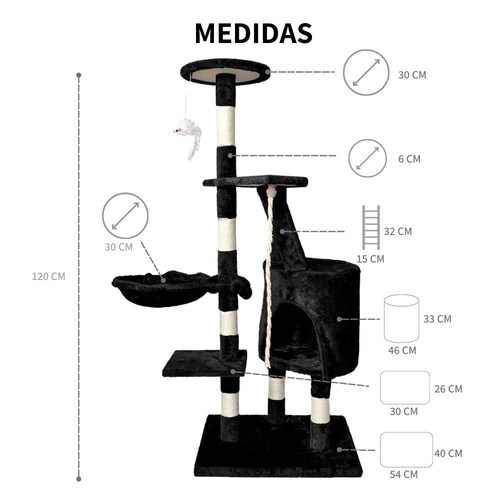 Mueble Rascador Para Gatos Uñas 120cm Casa Hamaca Escalera