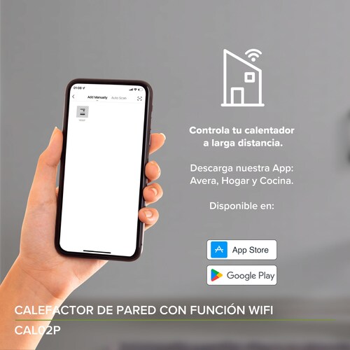 Calentador Calefactor Electrico De Pared Wifi Avera CAL02P