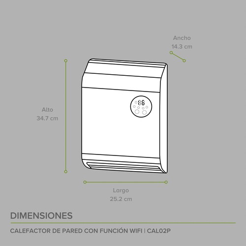Calentador Calefactor Electrico De Pared Wifi Avera CAL02P