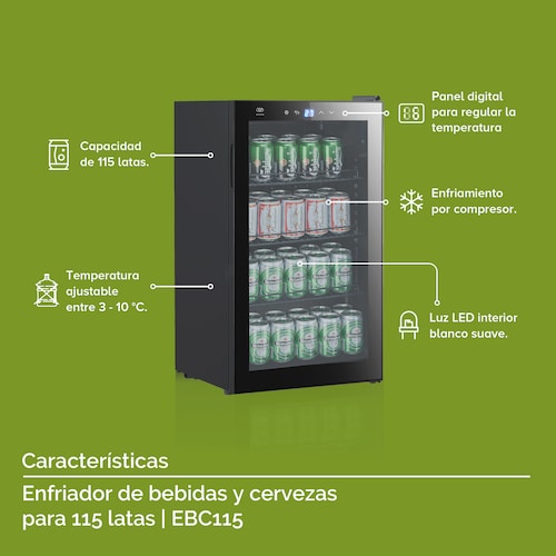 Enfriador de Bebidas y Cervezas Capacidad Para 115 latas Avera EBC115 