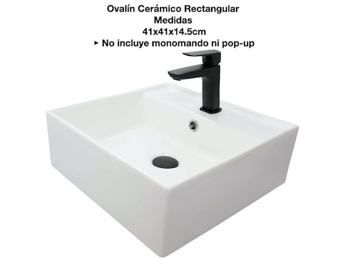 Ovalín Lavabo Cerámico Cuadrado Sobreponer 41x41x14.5cm