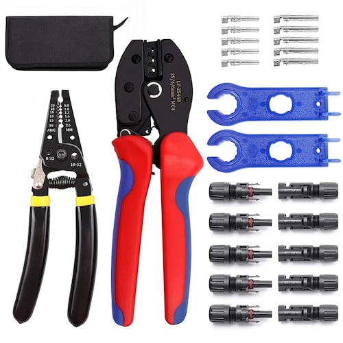 Kit Pinzas Ponchadoras Conectores Mc4 Crimpadora Panel Solar