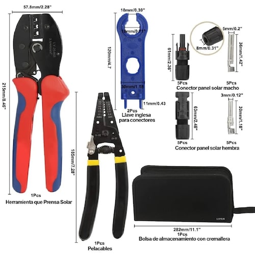 Kit Pinzas Ponchadoras Conectores Mc4 Crimpadora Panel Solar