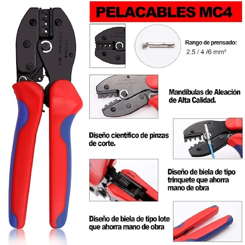 Kit Pinzas Ponchadoras Conectores Mc4 Crimpadora Panel Solar