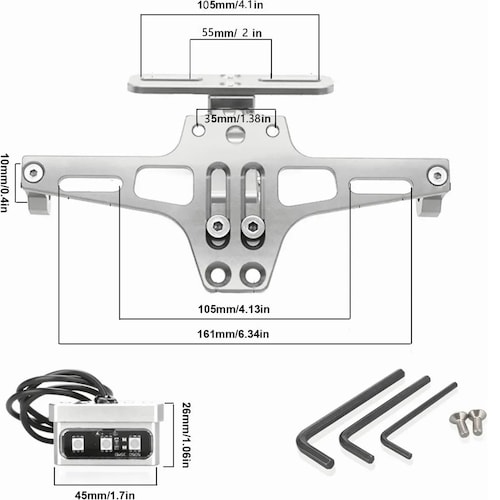 Porta Placa Motocicleta De Aluminio Abatible Universal Motos Negro