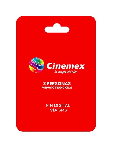 Cinemex 2 boletos tradicionales tarjeta prepago, Pin Digital