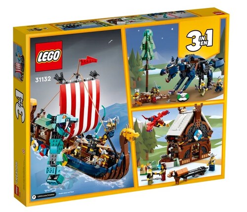 Lego Creator 3 En 1 31132 Barco Vikingo Y Serpiente Midgard