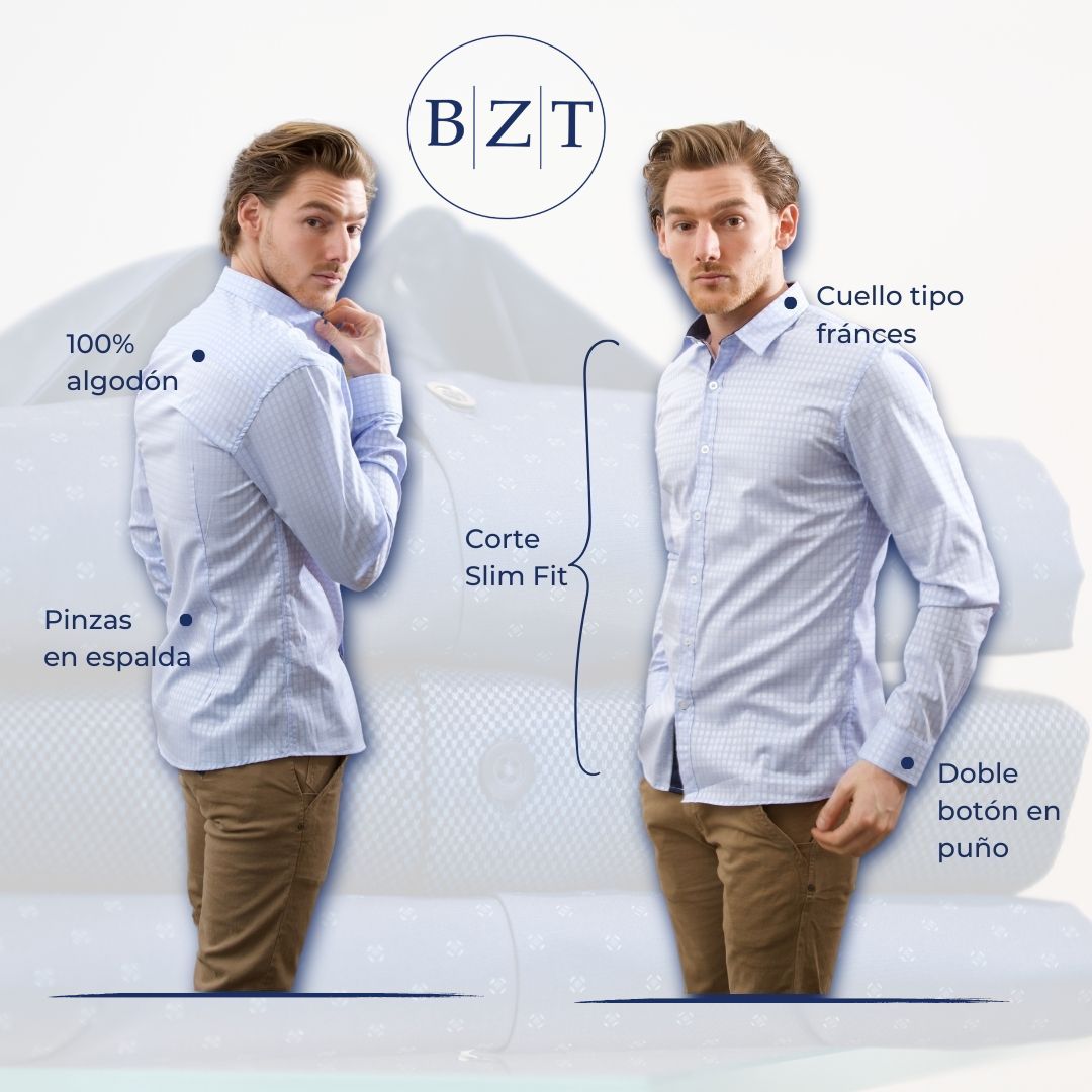 Camisa Manga Larga Cuadros Hombre Bazzotto