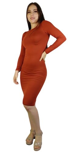 Vestido Londres manga larga corte lapiz ajustado curvy largo