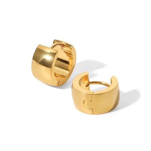 Arete Pendiente Aro Acero Inoxidable Color Dorado Moda Mujer