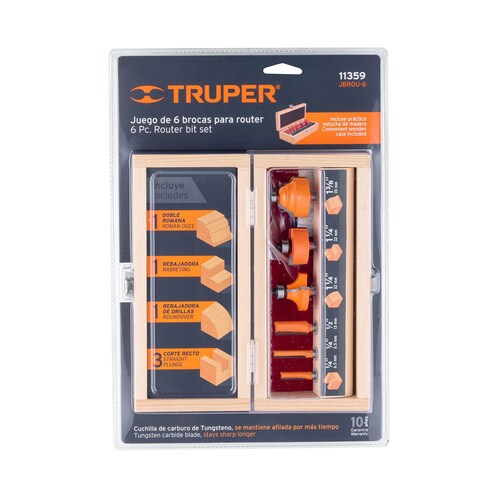 Juego de 6 Brocas para Router JBROU-6 Truper