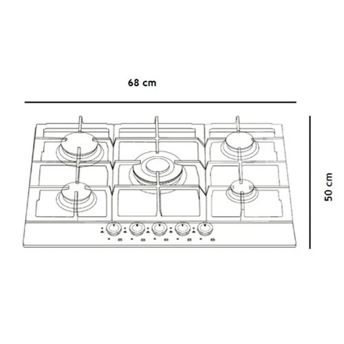 Parrilla A Gas Empotrable Eb 5 Quemadores Acero Eb-484