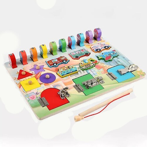 Tablero de aprendizaje para niños Magnético D Pesca, Ensarte Y Abre Puertas Montessori