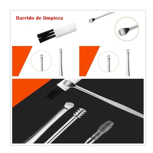 Set Limpiador De Oido Acero Inoxidable Con Estuche(6 Piezas)