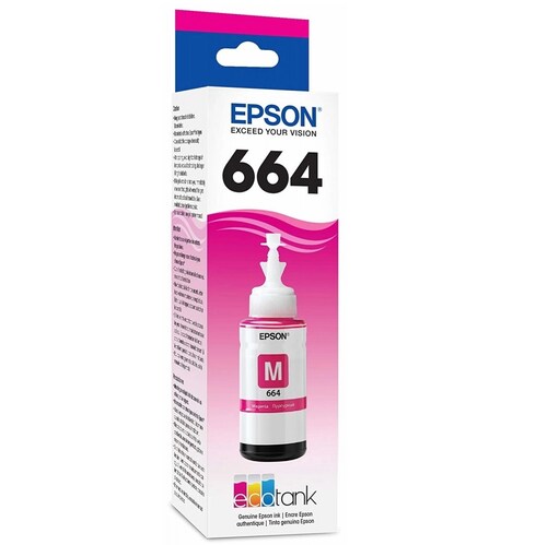 Tanque de Tinta EcoTank Epson 664 Magenta 70ml impresora tinta botella color cartucho multifunciona