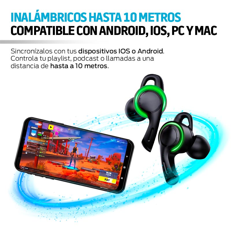 Aud fonos Gamer Bluetooth Redlemon Real Wireless con Base de Carga