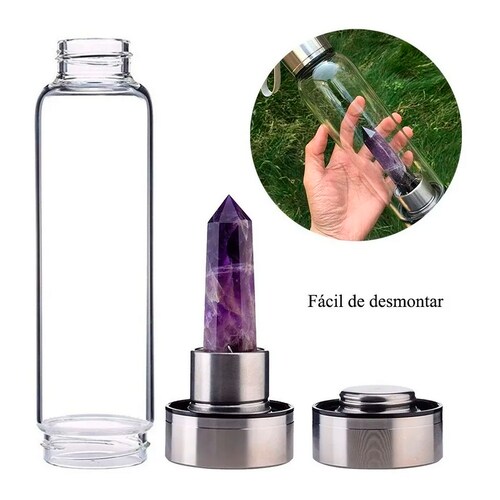 Botella Agua Con Cristal Energético De Cuarzo 