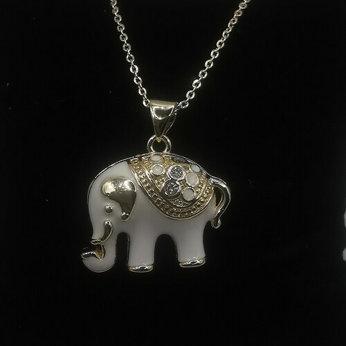 Gargantilla Elefante Color Blanco Chapa de Oro de 18K SILVER & GOLD 