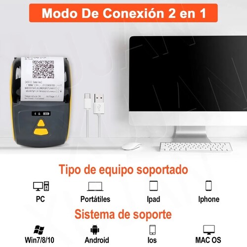Impresora Portátil Bluetooth Térmica Inalámbrica Ticket 58mm