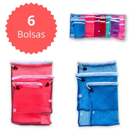 Costal Bolsa Para Super Frutas Verduras Multicolor 6 Piezas Lyndo