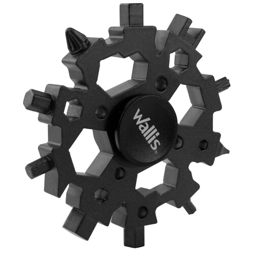 Multiherramienta universal portátil Wallis, 22 usos, acero inoxidable negro