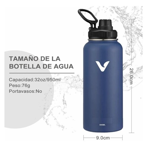 Termo Vaso-botella Acero Inoxidablecon Fría/caliente 32 Oz Azul