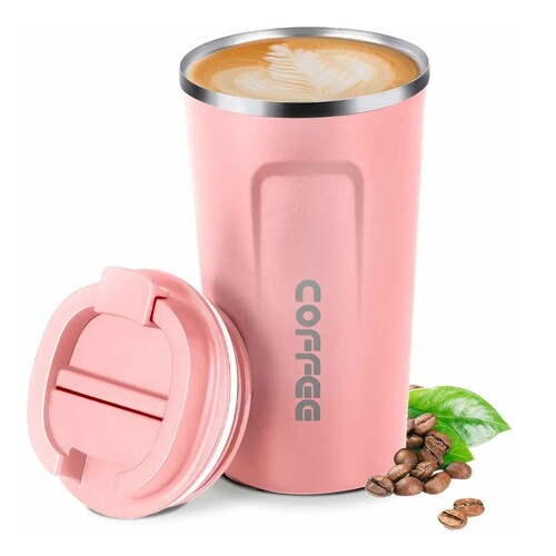 Termo Para Café Con Tapa De Acero Inoxidable -  Rosa