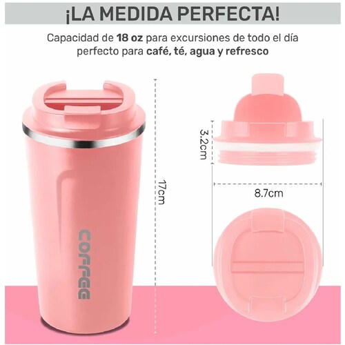 Termo Para Café Con Tapa De Acero Inoxidable -  Rosa