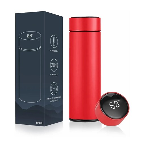 Termo Digital Inteligente De Acero Inoxidable 500ml. Red