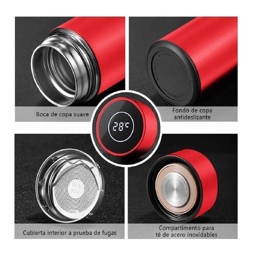 Termo Digital Inteligente De Acero Inoxidable 500ml. Red
