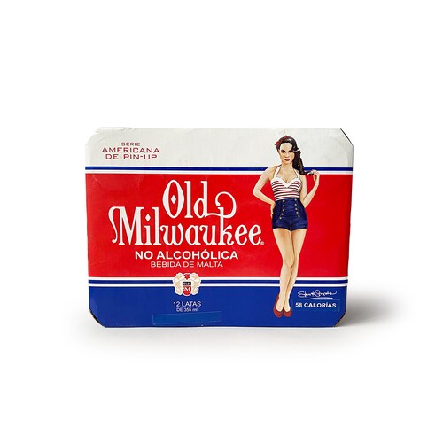 12 Pack Bebida No Alcohólica de Malta Old Milwaukee 355 Ml