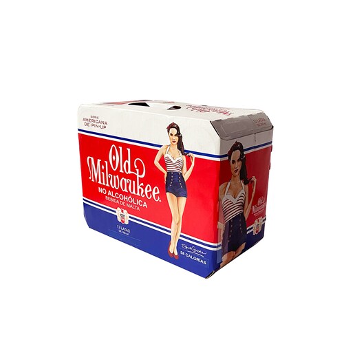 12 Pack Bebida No Alcohólica de Malta Old Milwaukee 355 Ml