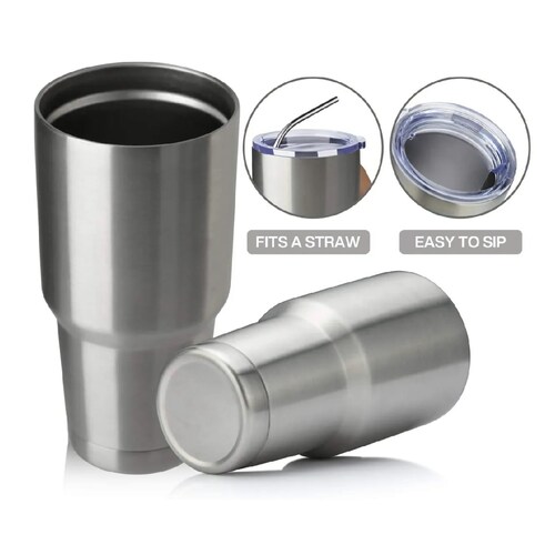 30oz De Termo Portátil De Acero Inoxidable Con Calor Y Frío Plata