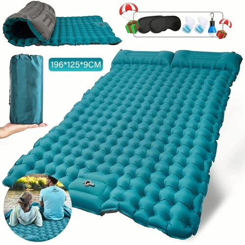 Inflable Colchón Portátil Ultraligera Acampar Dormir Doble Azul