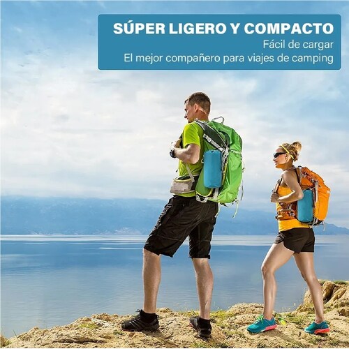 Inflable Colchón Portátil Ultraligera Acampar Dormir Doble Azul