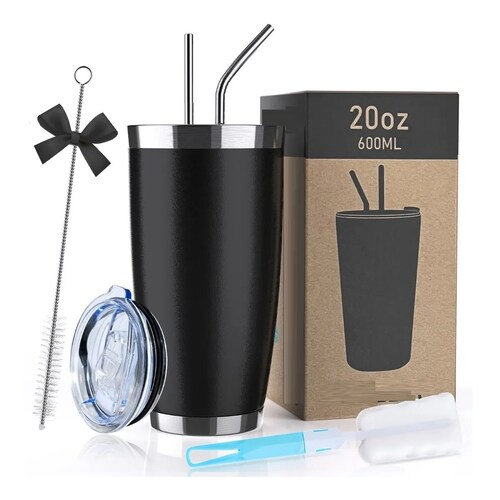 Vasos Aislados Al Vacío De Acero Inoxidable De 20 Oz Negro