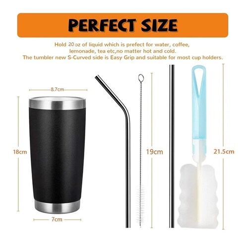 Vasos Aislados Al Vacío De Acero Inoxidable De 20 Oz Negro