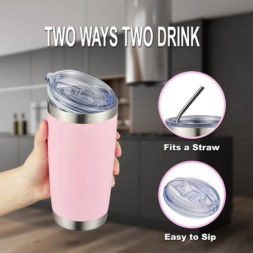 Vasos Aislados Al Vacío De Acero Inoxidable De 20 Oz Rosa