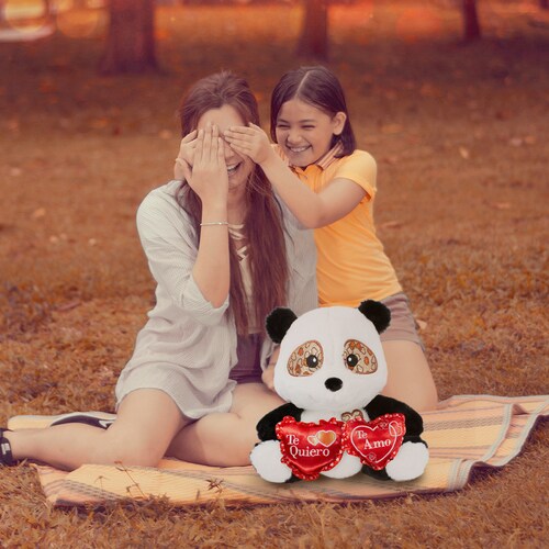 Peluche Oso Panda La Merced San Valentin Ojos Marron Con Corazón 30 cm
