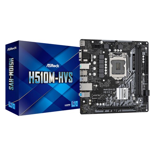 Tarjeta Madre ASRock H510M-HVS, Intel 10ma y 11va, H510, LGA1200, PCIe 4.0, 64GB DDR4, DP/D-SUB
