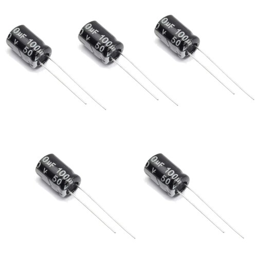 5 Piezas Capacitor Electrolítico 100uf 50v 