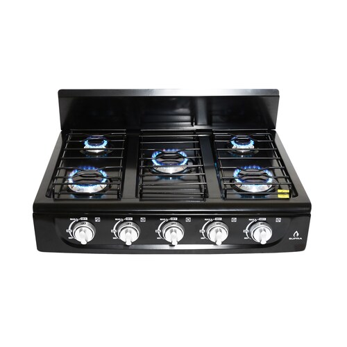 Parrilla 5 Quemadores De Sobreponer Supra Cubierta Acero Negra