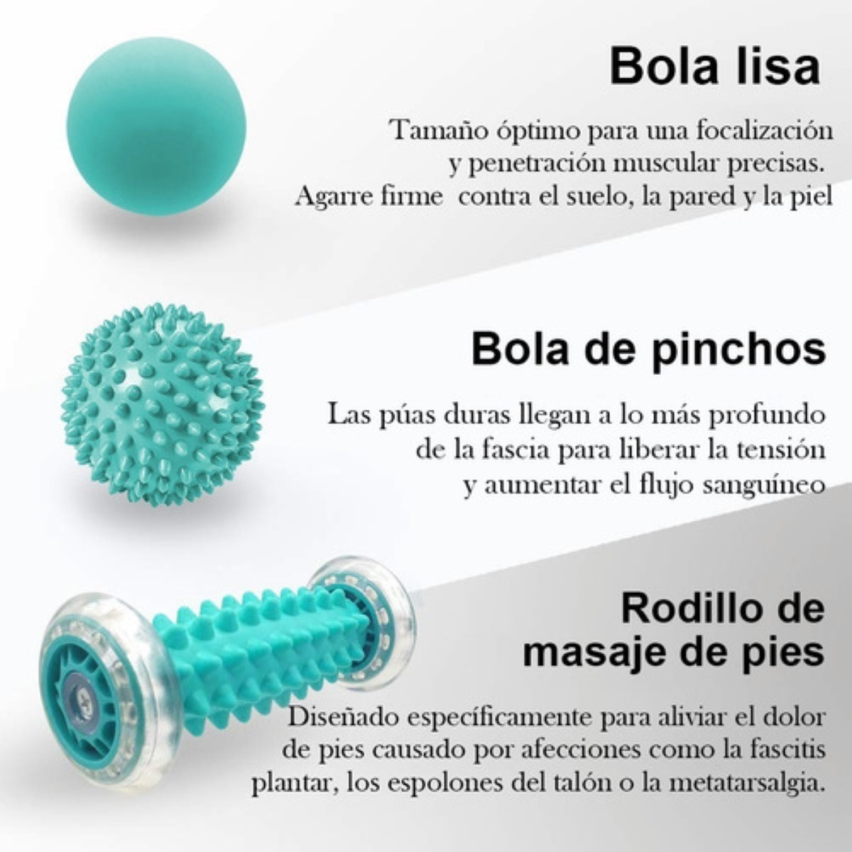 Masaje Pies Rodillo Y Bola Con Pinchos Para Fascitis Plantar Mint