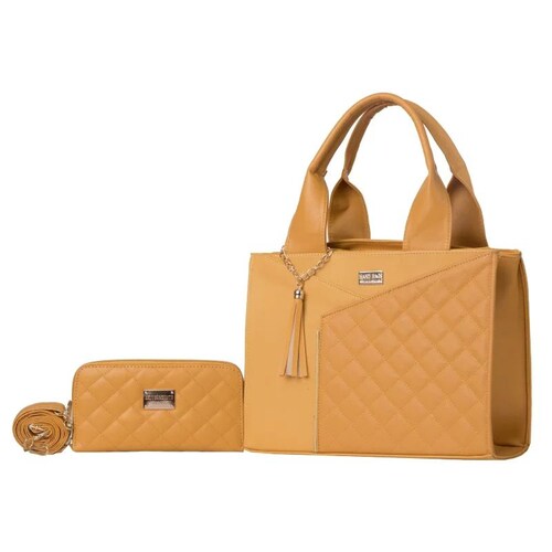 Set de Bolso y Cartera de Moda FANA para Mujer Nazareth Mostaza