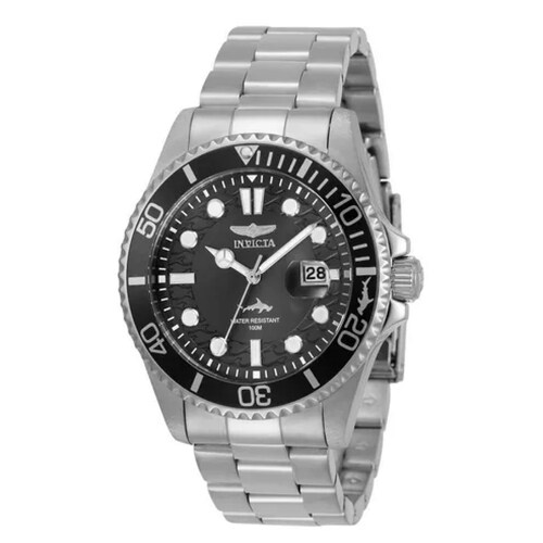  Reloj de pulsera Invicta Pro Diver 30018 de cuerpo color acero, analógico, para hombre, fondo negro,