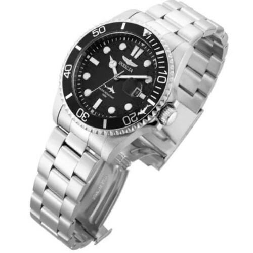  Reloj de pulsera Invicta Pro Diver 30018 de cuerpo color acero, analógico, para hombre, fondo negro,