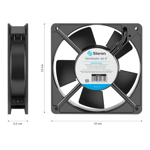 Ventilador metálico de 6 in 115 Vca