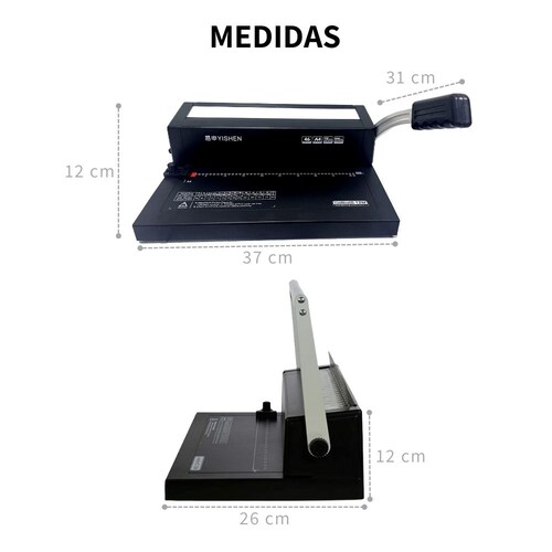 Engargoladora Perforadora A4 Ajustable De 12 Hojas Acero 500