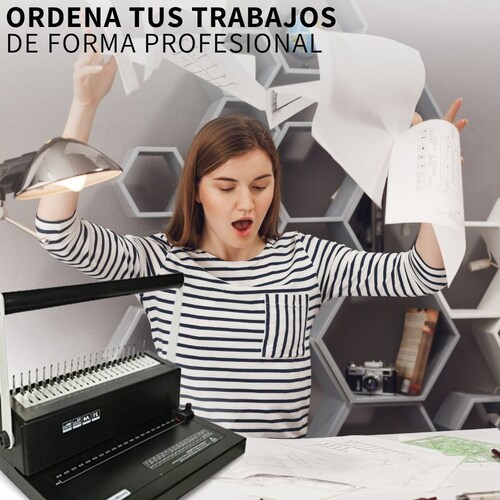 Engargoladora Perforadora A4 Ajustable De 12 Hojas Acero 500