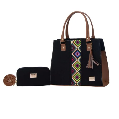Set de Bolso y Cartera de Moda FANA para Mujer Fiorela Negro